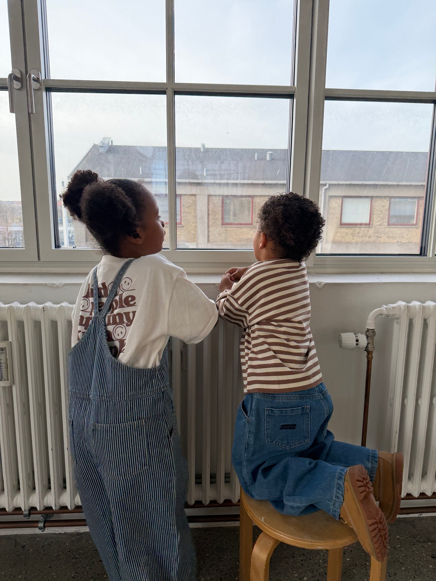 Charlie long tee Beige/White